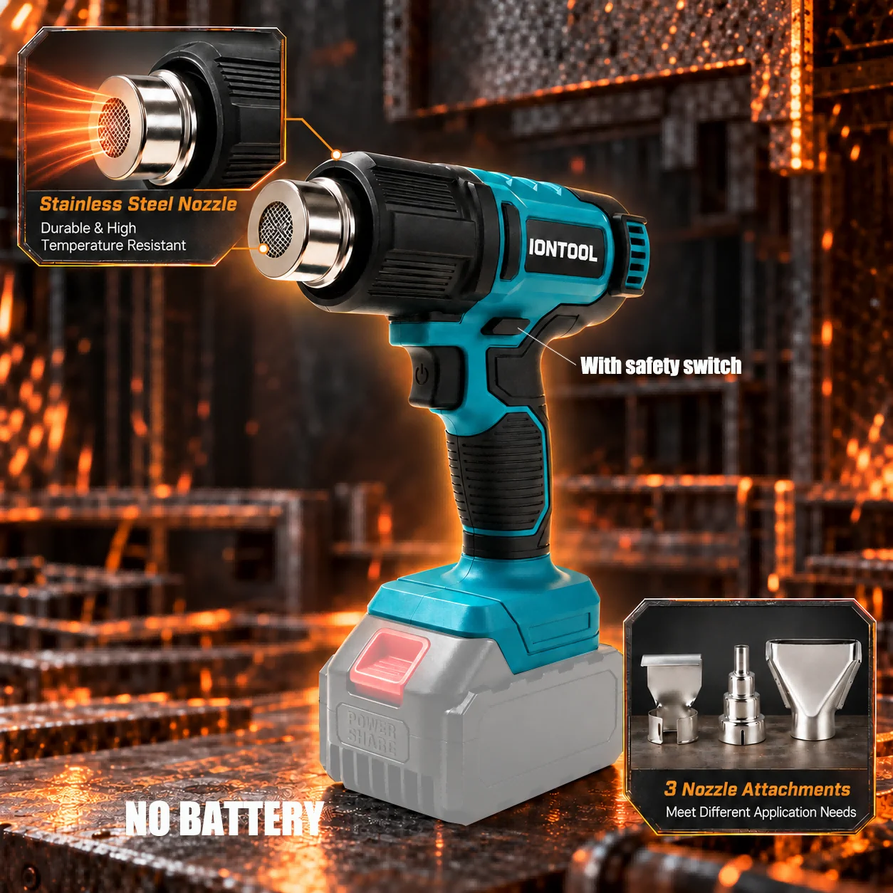 IONTOOL Cordless Heat Gun 550℃ - огляд і ціна Cordless Heat Gun For Shrink Tubing
